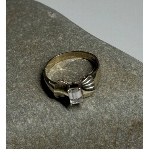 925 STERLING SILVER BERYL BOW RING SIZE 6 - Picture 4 of 8